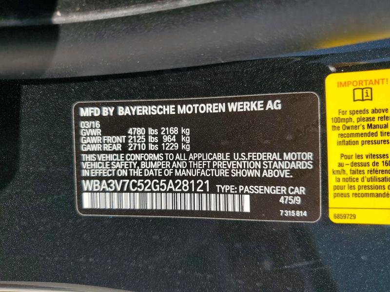 Aukcja sprzedaży 2016 Bmw 428, vin: WBA3V7C52G5A28121, numer aukcji: 50523306