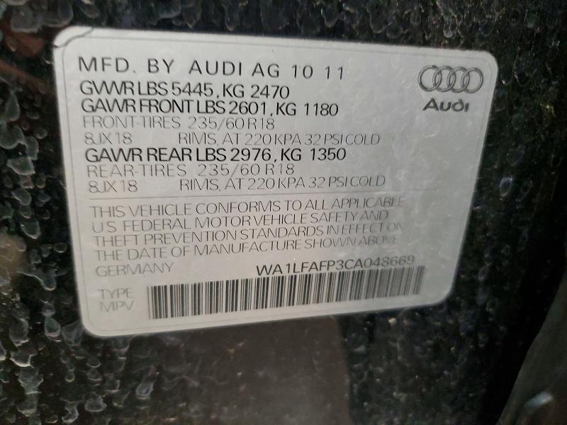 Aukcja sprzedaży 2012 Audi Q5, vin: WA1LFAFP3CA048669, numer aukcji: 48972446