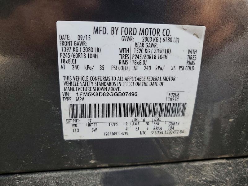 Aukcja sprzedaży 2016 Ford Explorer, vin: 1FM5K8D82GGB07496, numer aukcji: 50716906
