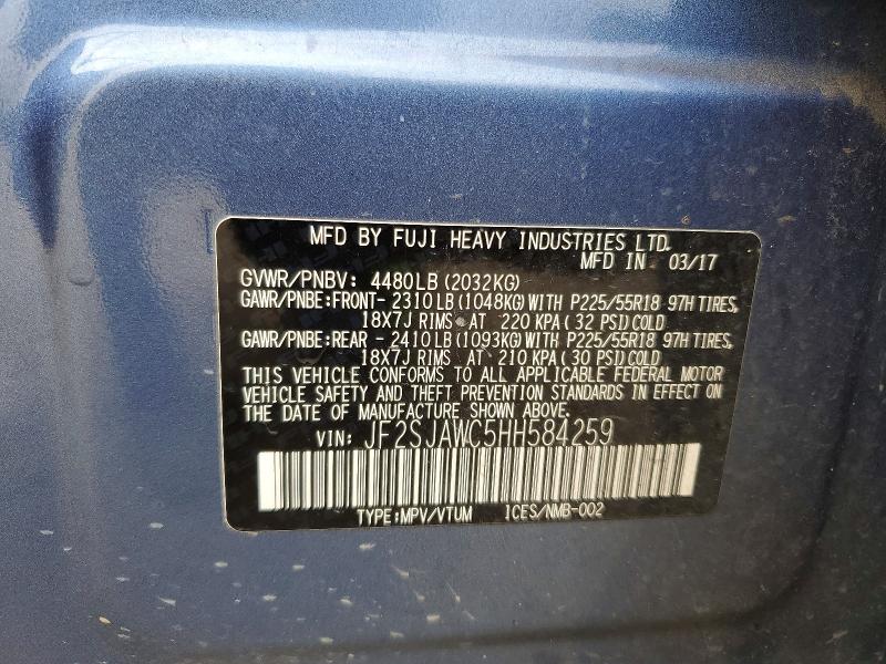 Aukcja sprzedaży 2017 Subaru Forester, vin: JF2SJAWC5HH584259, numer aukcji: 49644426