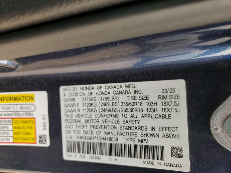 Aukcja sprzedaży 2025 Honda Cr-v, vin: 2HKRS4H71SH478038, numer aukcji: 48512346