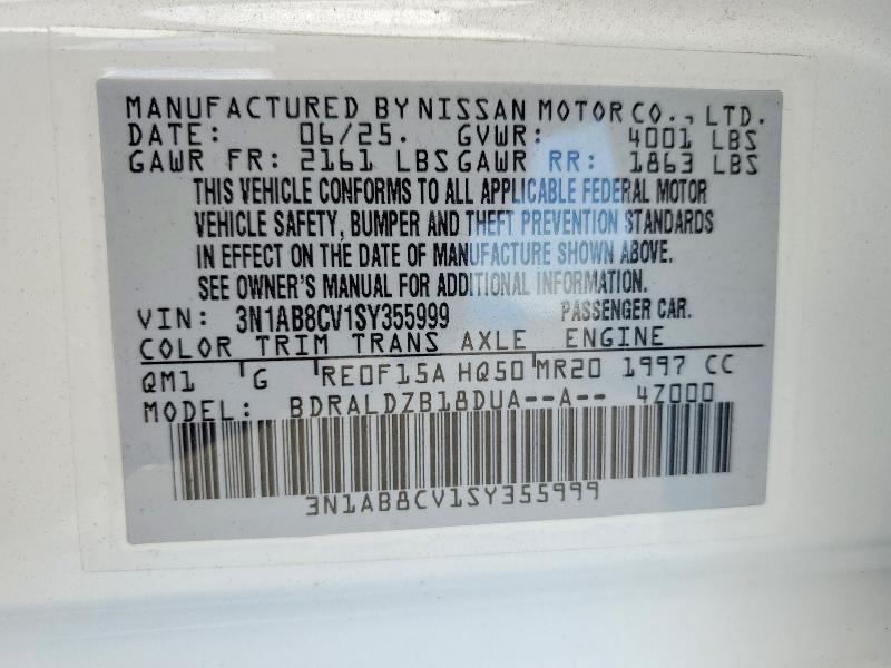 Продаж на аукціоні авто 2025 Nissan Sentra, vin: 3N1AB8CV1SY355999, номер лоту: 49685046
