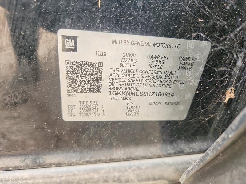 Продаж на аукціоні авто 2019 Gmc Acadia, vin: 1GKKNMLS8KZ184914, номер лоту: 50903816