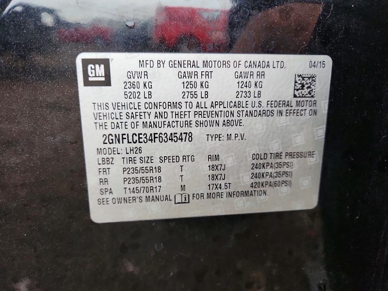 51100876 :رقم المزاد ، 2GNFLCE34F6345478 vin ، 2015 Chevrolet Equinox مزاد بيع