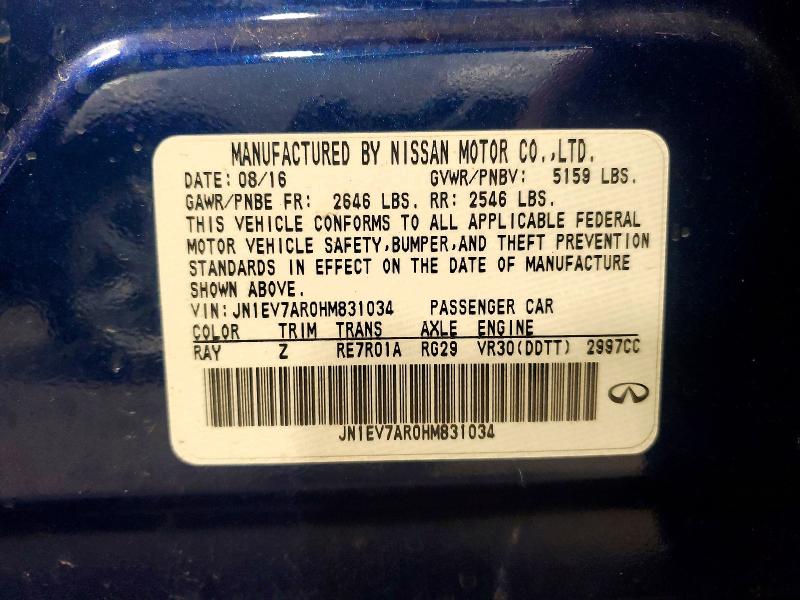 Продажа на аукционе авто 2017 Infiniti Q50, vin: JN1EV7AR0HM831034, номер лота: 48759296