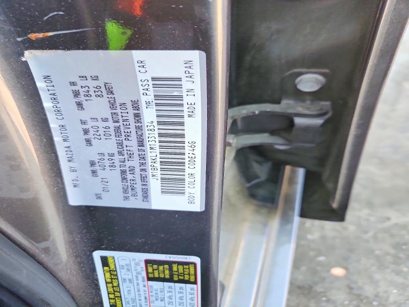 2021 Mazda 3 მანქანა იყიდება აუქციონზე, vin: JM1BPAKL1M1331834, აუქციონის ნომერი: 50332406