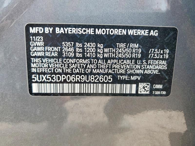 2024 Bmw X3 მანქანა იყიდება აუქციონზე, vin: 5UX53DP06R9U82605, აუქციონის ნომერი: 50584906