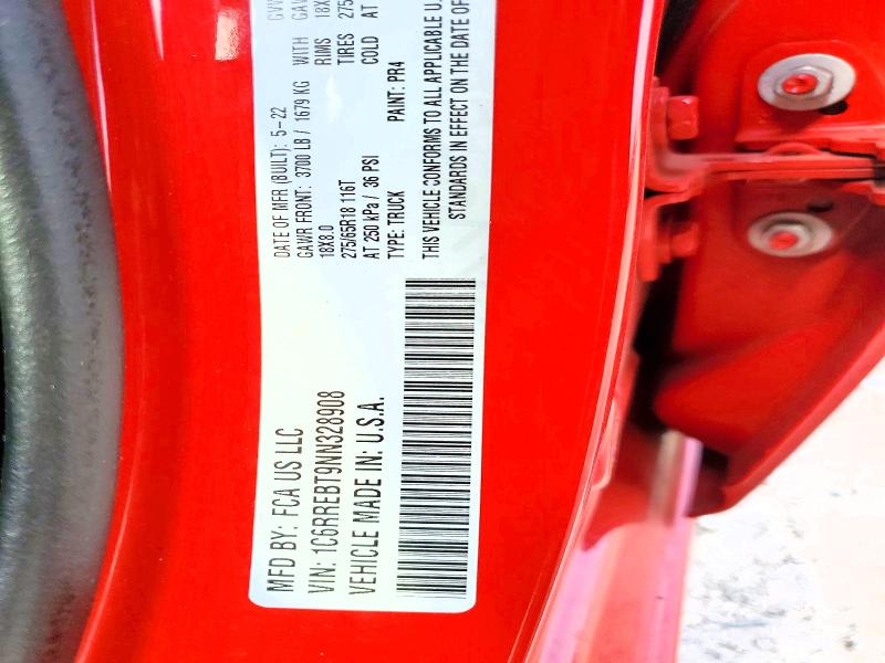 Продажа на аукционе авто 2022 Ram 1500, vin: 1C6RREBT9NN328908, номер лота: 51624936