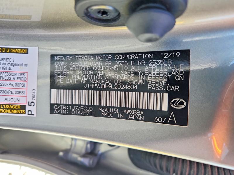 Aukcja sprzedaży 2020 Lexus Ux, vin: JTHP9JBH9L2024804, numer aukcji: 51578926