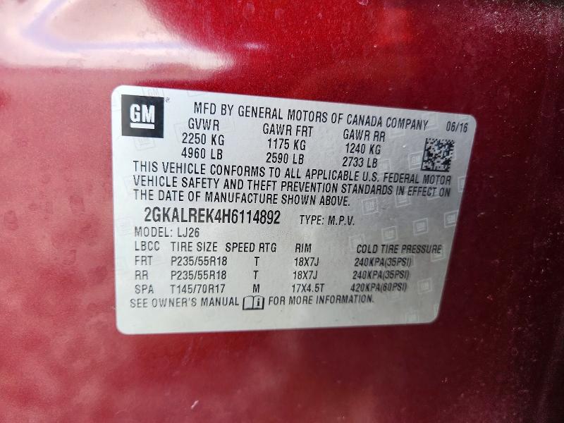 2017 Gmc Terrain მანქანა იყიდება აუქციონზე, vin: 2GKALREK4H6114892, აუქციონის ნომერი: 49627556
