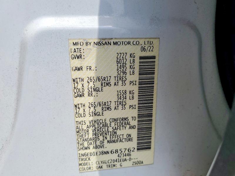 Продажа на аукционе авто 2022 Nissan Frontier, vin: 1N6ED1EJ8NN685762, номер лота: 50972616