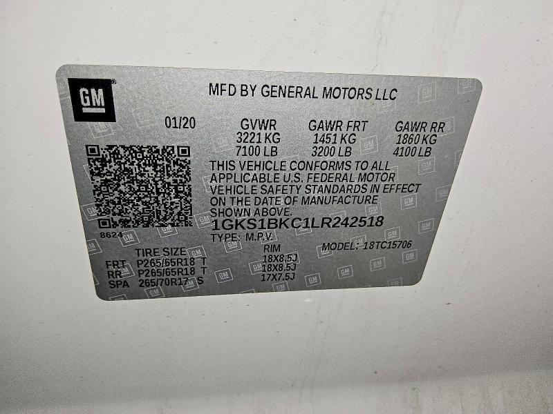Продажа на аукционе авто 2020 Gmc Yukon, vin: 1GKS1BKC1LR242518, номер лота: 50663046