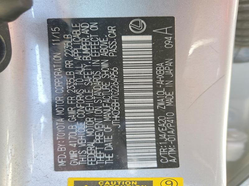 Продажа на аукционе авто 2016 Lexus Ct 200h, vin: JTHKD5BH7G2264956, номер лота: 48858556