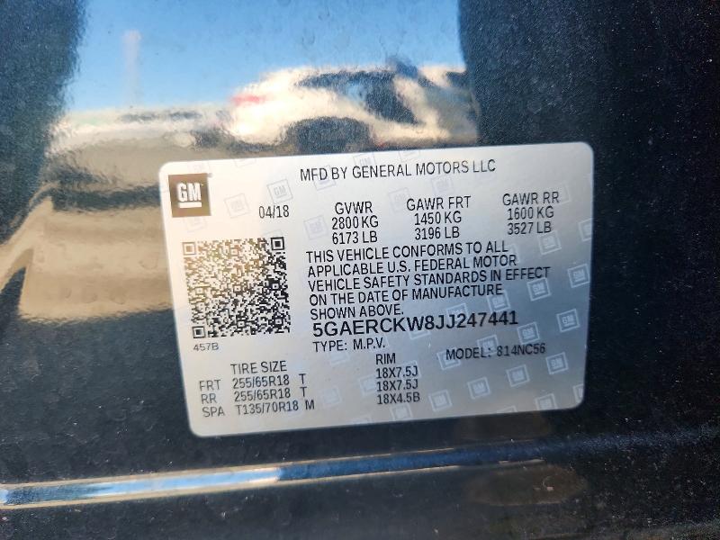 51453546 :رقم المزاد ، 5GAERCKW8JJ247441 vin ، 2018 Buick Enclave مزاد بيع