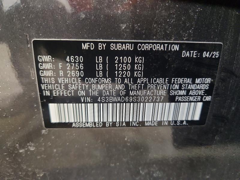 Aukcja sprzedaży 2025 Subaru Legacy, vin: 4S3BWAD69S3022737, numer aukcji: 50861346