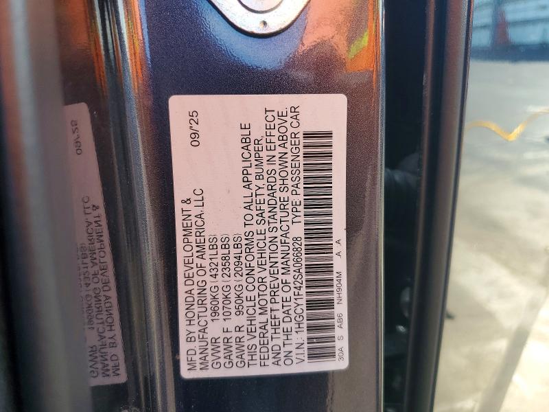 52005876 :رقم المزاد ، 1HGCY1F42SA066828 vin ، 2025 Honda Accord مزاد بيع