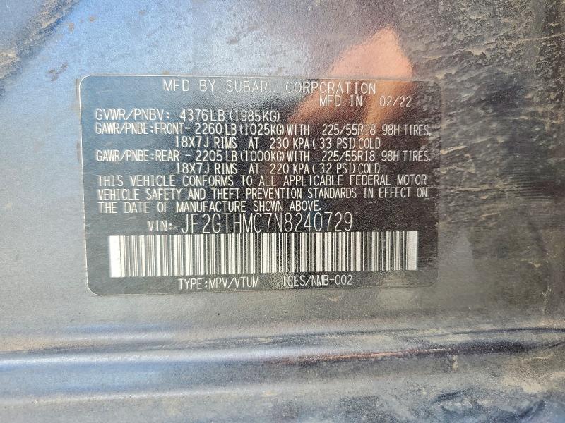 Продажа на аукционе авто 2022 Subaru Crosstrek, vin: JF2GTHMC7N8240729, номер лота: 49667976