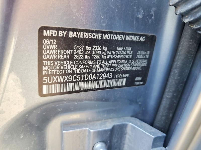 Aukcja sprzedaży 2013 Bmw X3, vin: 5UXWX9C51D0A12943, numer aukcji: 48534436