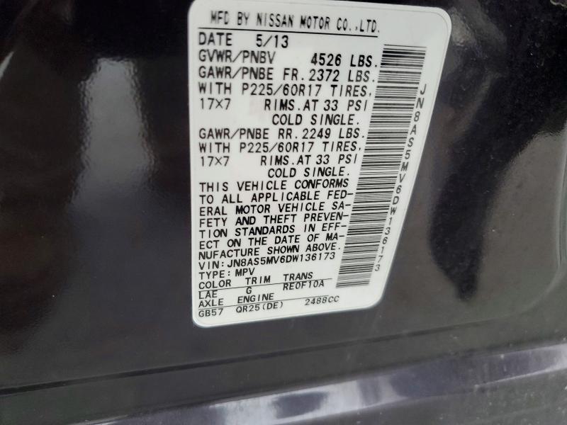 Продаж на аукціоні авто 2013 Nissan Rogue, vin: JN8AS5MV6DW136173, номер лоту: 51095836