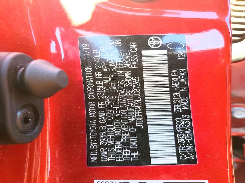 50585236 :رقم المزاد ، JTDEPRAE9LJ087265 vin ، 2020 Toyota Corolla مزاد بيع