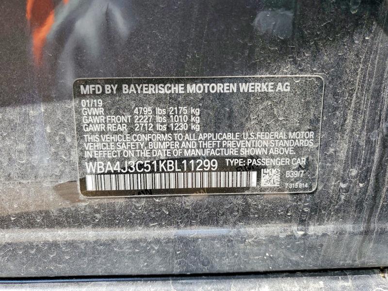 Aukcja sprzedaży 2019 Bmw 430xi, vin: WBA4J3C51KBL11299, numer aukcji: 51031986