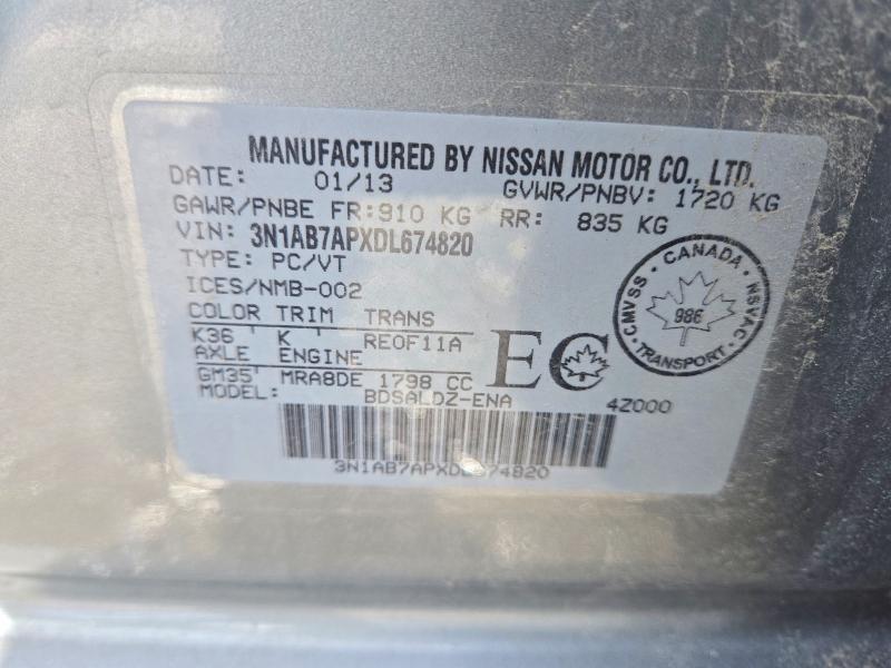 Aukcja sprzedaży 2013 Nissan Sentra, vin: 3N1AB7APXDL674820, numer aukcji: 47414206