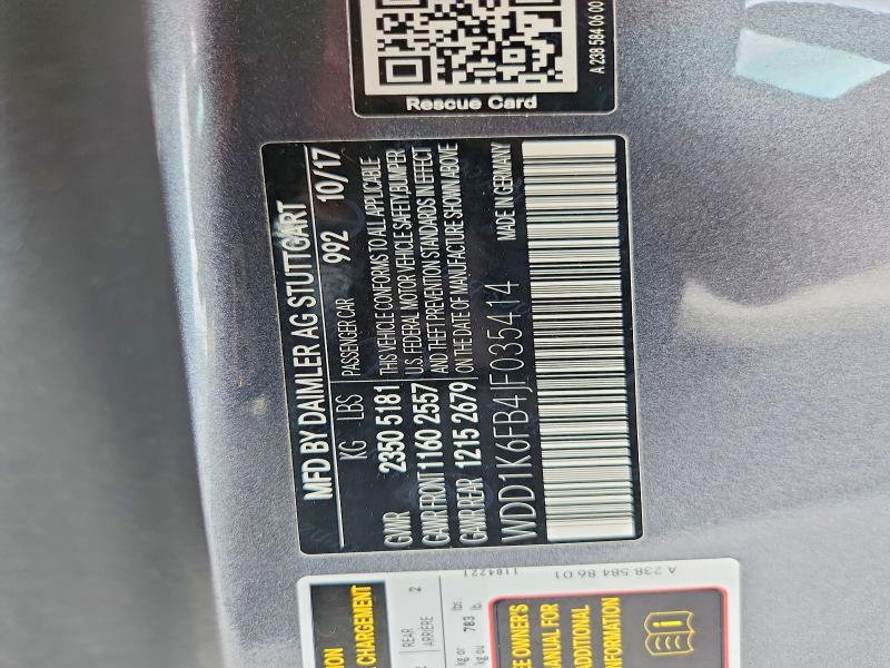 50001026 :رقم المزاد ، WDD1K6FB4JF035414 vin ، 2018 Mercedes-benz E مزاد بيع