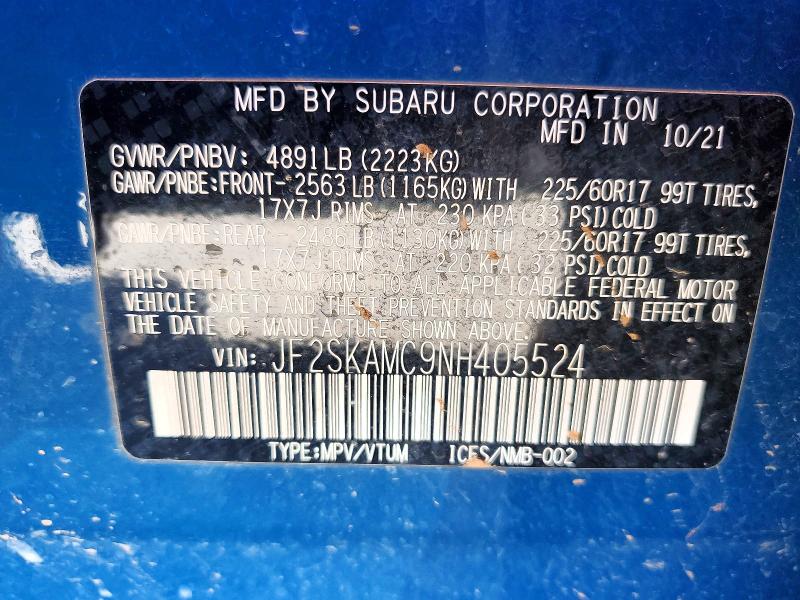Продажа на аукционе авто 2022 Subaru Forester, vin: JF2SKAMC9NH405524, номер лота: 51374956