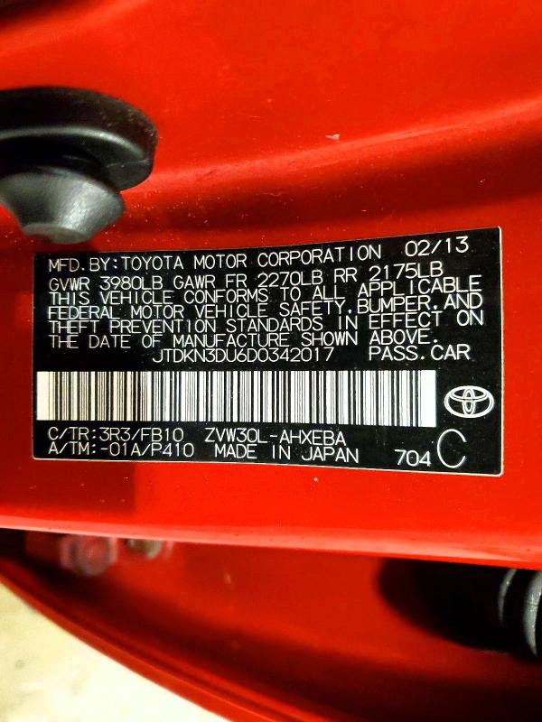 51179246 :رقم المزاد ، JTDKN3DU6D0342017 vin ، 2013 Toyota Prius مزاد بيع
