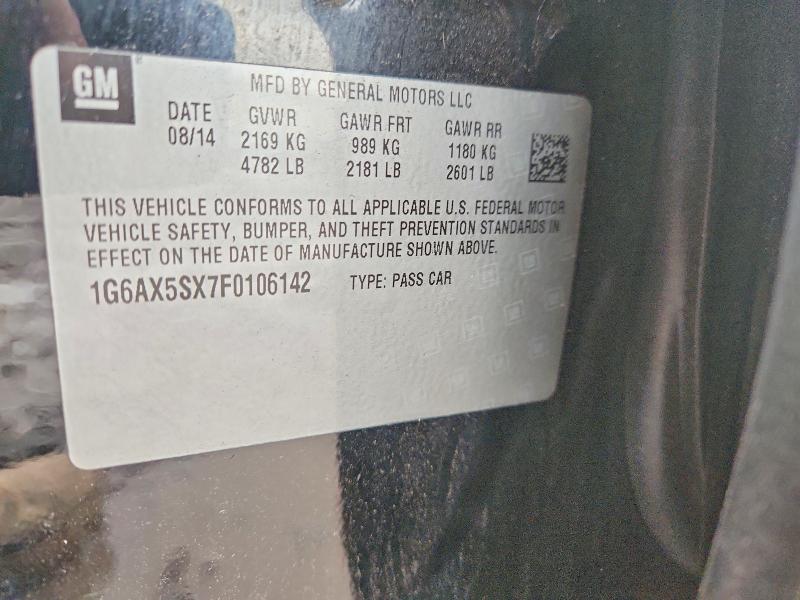 51761646 :رقم المزاد ، 1G6AX5SX7F0106142 vin ، 2015 Cadillac Cts مزاد بيع