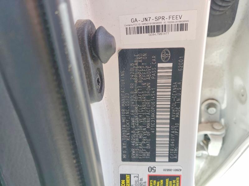 2023 Toyota Camry Hybrid მანქანა იყიდება აუქციონზე, vin: 4T1C31AK0PU614541, აუქციონის ნომერი: 47992676