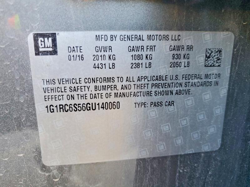 51330066 :رقم المزاد ، 1G1RC6S56GU140060 vin ، 2016 Chevrolet Volt مزاد بيع