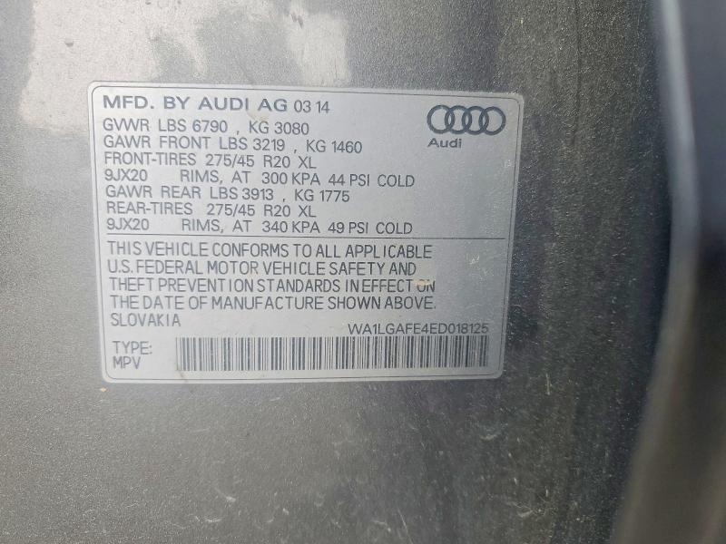 2014 Audi Q7 მანქანა იყიდება აუქციონზე, vin: WA1LGAFE4ED018125, აუქციონის ნომერი: 48586856