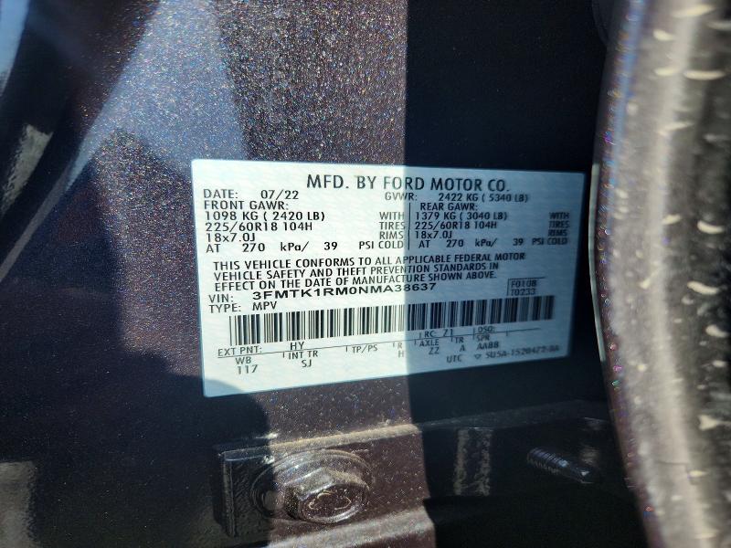Продажа на аукционе авто 2022 Ford Mustang Mach-e, vin: 3FMTK1RM0NMA38637, номер лота: 51131616