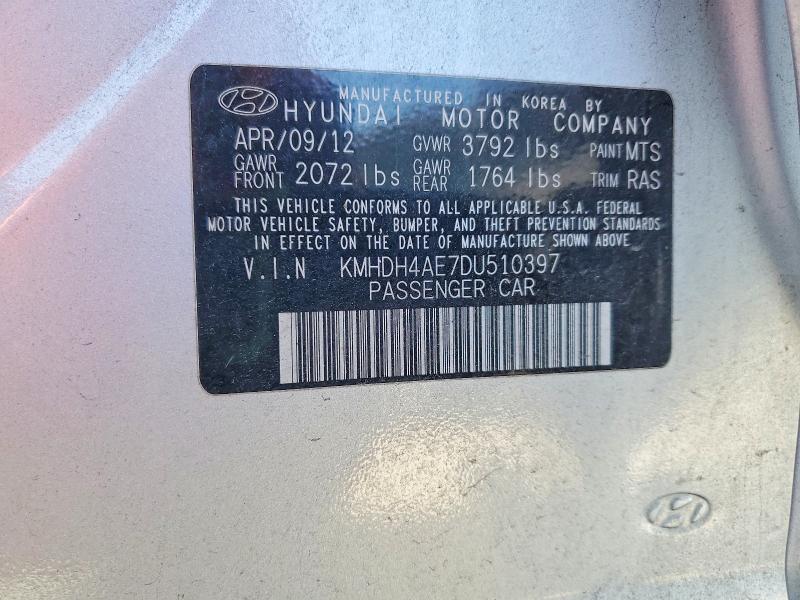 49936596 :رقم المزاد ، KMHDH4AE7DU510397 vin ، 2013 Hyundai Elantra مزاد بيع