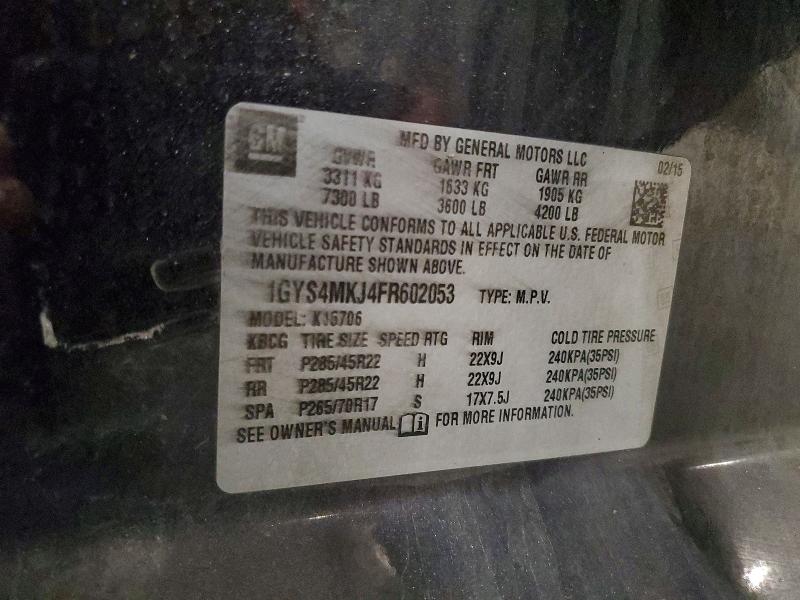 Продаж на аукціоні авто 2015 Cadillac Escalade, vin: 1GYS4MKJ4FR602053, номер лоту: 48854296
