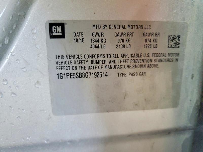 49012836 :رقم المزاد ، 1G1PE5SB8G7192614 vin ، 2016 Chevrolet Cruze Limited مزاد بيع