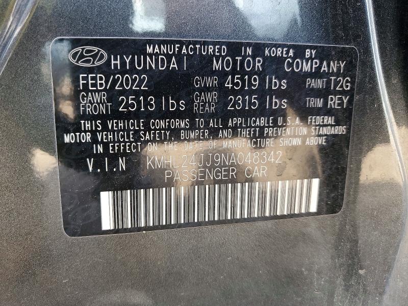50117996 :رقم المزاد ، KMHL24JJ9NA048342 vin ، 2022 Hyundai Sonata Hybrid مزاد بيع