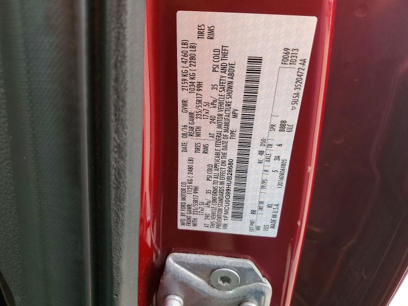 50645046 :رقم المزاد ، 1FMCU0G99HUB28680 vin ، 2017 Ford Escape مزاد بيع