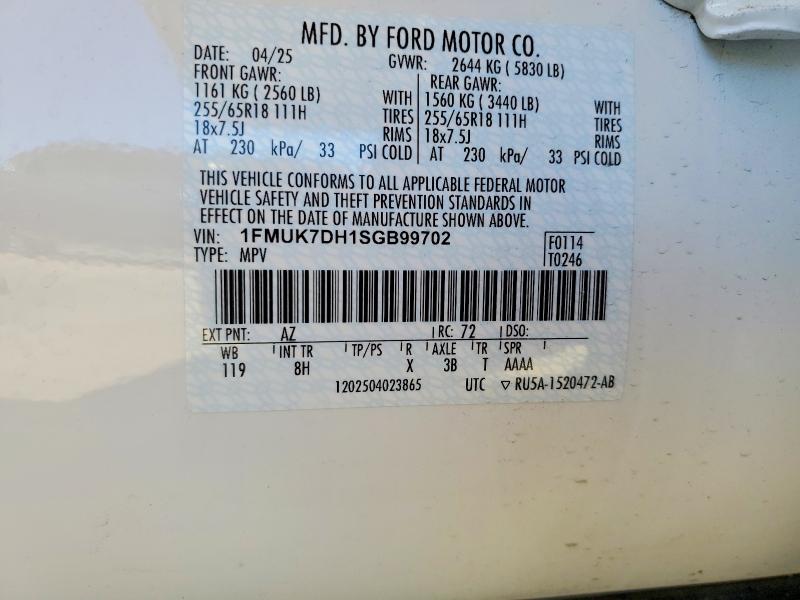 2025 Ford Explorer მანქანა იყიდება აუქციონზე, vin: 1FMUK7DH1SGB99702, აუქციონის ნომერი: 51667616