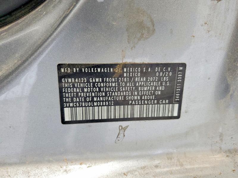 2020 Volkswagen Jetta მანქანა იყიდება აუქციონზე, vin: 3VWC57BU0LM088912, აუქციონის ნომერი: 51177646