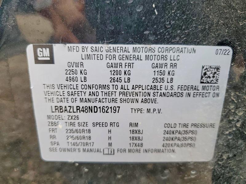 Продажа на аукционе авто 2022 Buick Envision, vin: LRBAZLR48ND162197, номер лота: 49031356