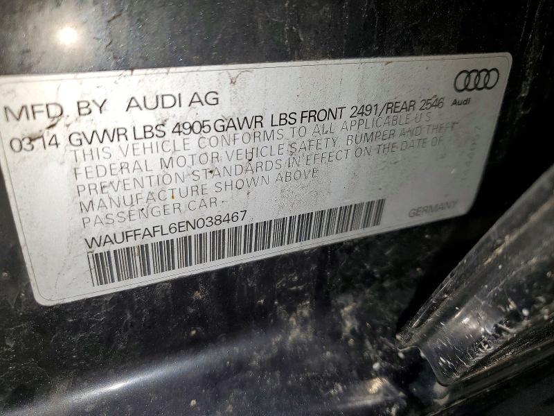 49654186 :رقم المزاد ، WAUFFAFL6EN038467 vin ، 2014 Audi A4 مزاد بيع