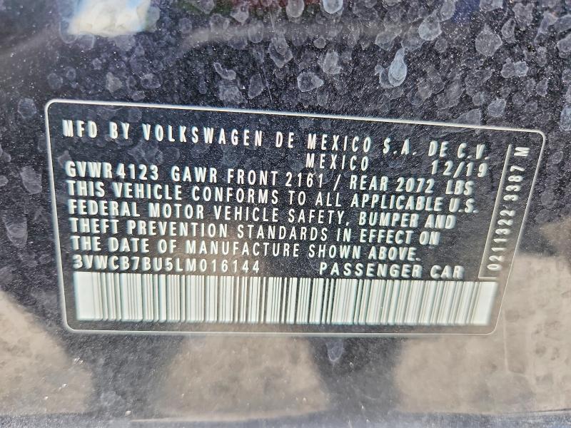 Продаж на аукціоні авто 2020 Volkswagen Jetta, vin: 3VWCB7BU5LM016144, номер лоту: 51522416