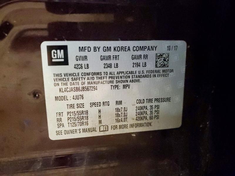 Aukcja sprzedaży 2018 Buick Encore, vin: KL4CJASB6JB567294, numer aukcji: 48796006
