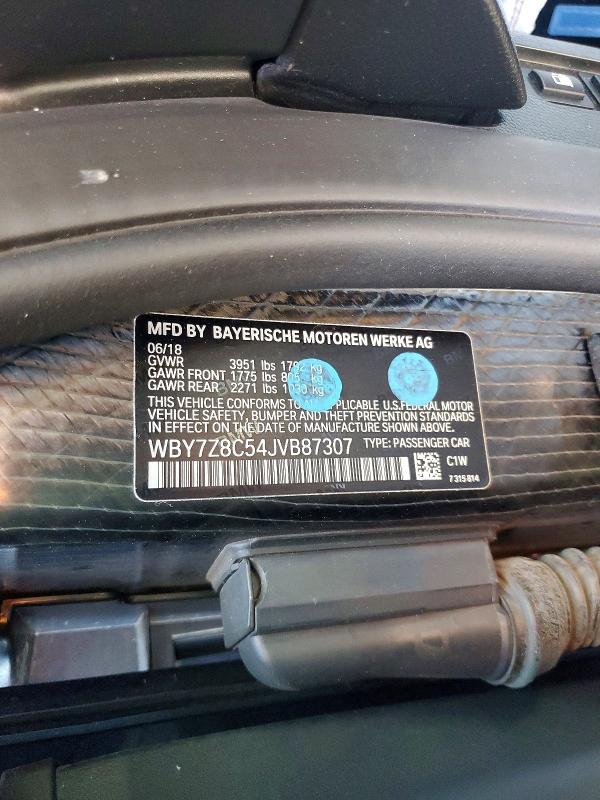 Aukcja sprzedaży 2018 Bmw I3, vin: WBY7Z8C54JVB87307, numer aukcji: 49119096