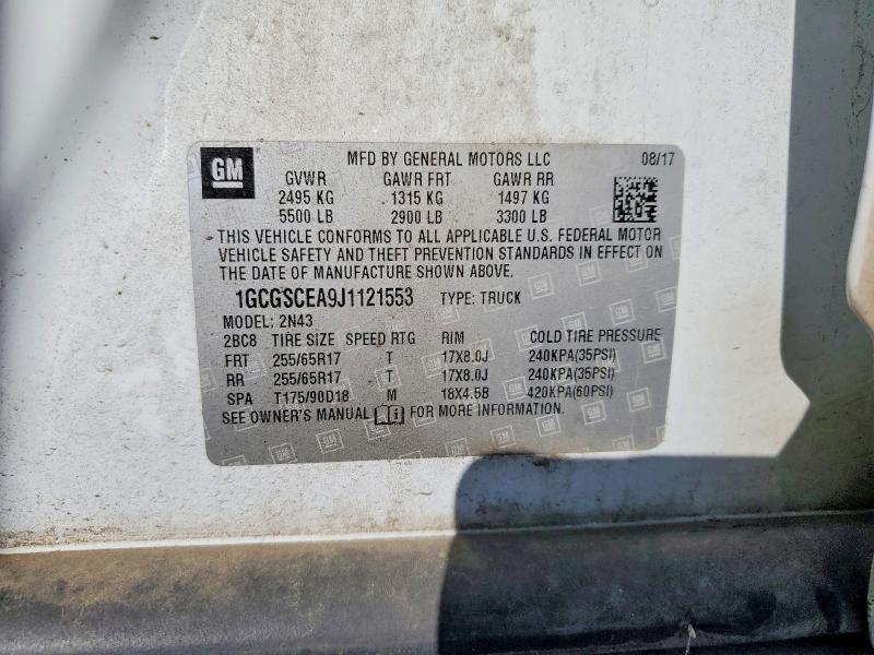 Aukcja sprzedaży 2018 Chevrolet Colorado, vin: 1GCGSCEA9J1121553, numer aukcji: 49995536