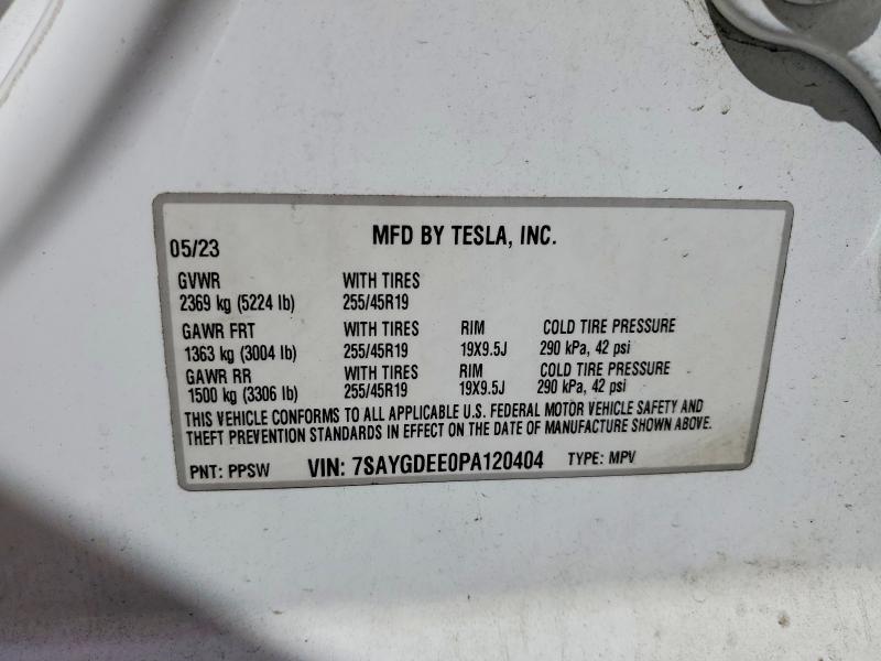 51640696 :رقم المزاد ، 7SAYGDEE0PA120404 vin ، 2023 Tesla Model Y مزاد بيع