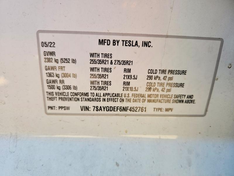 Aukcja sprzedaży 2022 Tesla Model Y, vin: 7SAYGDEF6NF452761, numer aukcji: 49335716