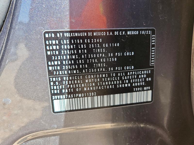 Продаж на аукціоні авто 2023 Volkswagen Tiguan, vin: 3VVNB7AX1PM011392, номер лоту: 51499176